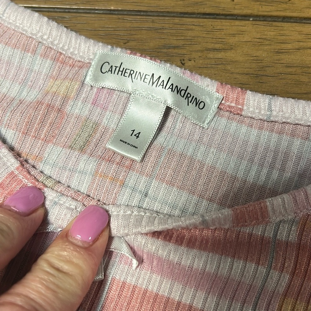 Catherine Malandrino Pink and White Pajama Set - Picture 5 of 6